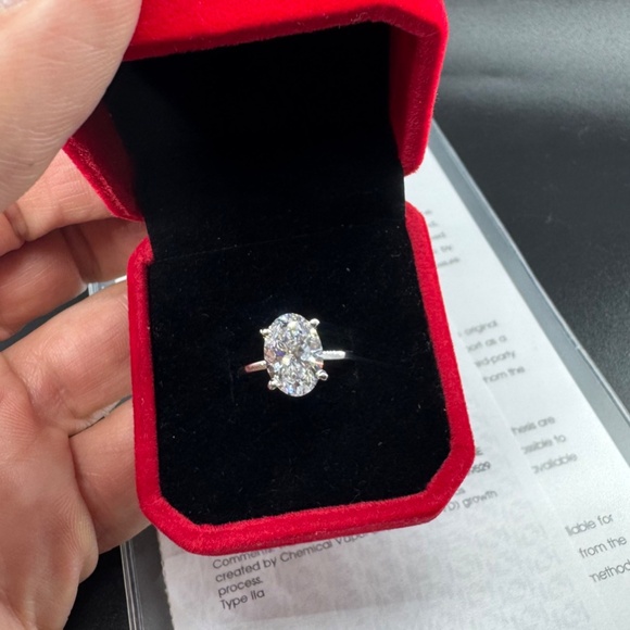 3 Carat Oval Lab Grown Diamond Solitaire Ring - Picture 14 of 14